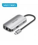 Vention HUB 5 en 1 USB-C a 3xUSB3.0/RJ45/PD100W - 0.15m - Color Gris