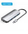 Vention Docking Station 6 en 1 USB-C a HDMI 4K/3xUSB3.0/RJ45/PD100W - 0.15m - Color Gris