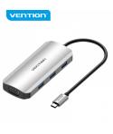 Vention Docking Station 6 en 1 USB-C a HDMI/VGA/3xUSB3.0/PD100W - 0.15m - Color Gris