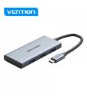 Vention Docking Station 6 en 1 USB-C a HDMI 4K/3xUSB 3.0/Lector SD/MicroSD - 0.15m - Color Gris