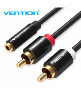 Vention Cable Estereo Jack 3.5 Hembra a 2x RCA Macho - 1m - Color Negro