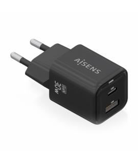 Aisens Cargador Gan USB-C 30W - Alta Eficiencia Energetica - Tecnologia AI para Carga Rapida - Multiples Protecciones de Segurid