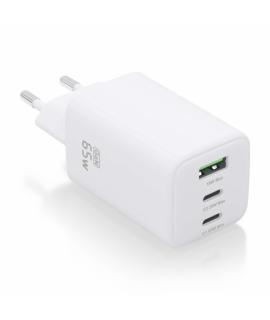 Aisens Cargador Gan USB-C 65W - Alta Eficiencia Energetica - Tecnologia AI - Carga Rapida y Segura - 3 Puertos USB - Compatible 