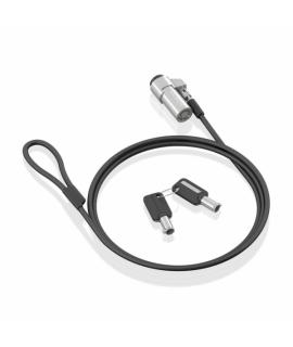 Aisens Cable de Seguridad de Acero con Cerradura de Llave - Compatible con Ranura Nano 2.5x6mm - Revestimiento de Vinilo - Color