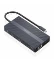 Aisens Conversor USB-C 12 en 1 - Carcasa de Aluminio - Ligero y Portatil - Conexion a 3 Pantallas - Power Delivery 100W - Ethern