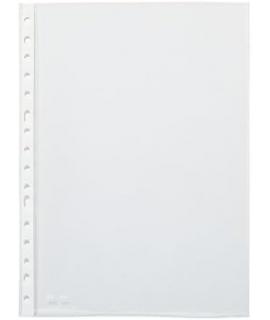 Pardo Pack de 100 Fundas Multitaladro Folio Transparentes 60 Micras - Acabado Piel de Naranja - Refuerzo en Blanco