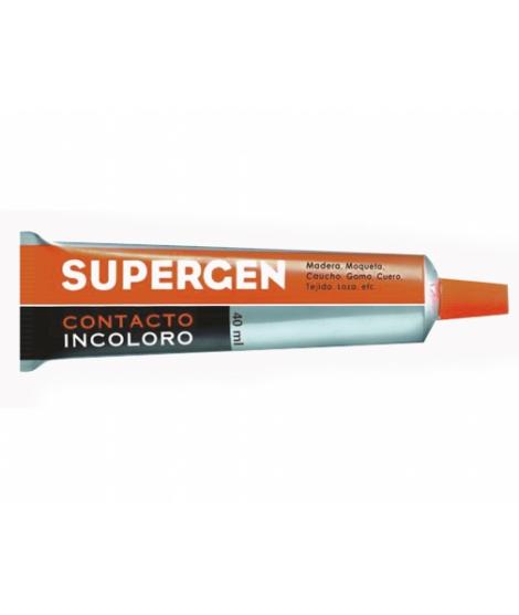 Supergen Contacto Pegamento Incoloro 40ml - Secado Rapido - No Contiene Tolueno - Resistencia al Envejecimiento y a los Rayos UV