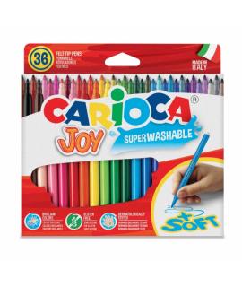 Carioca Joy Pack de 36 Rotuladores - Tinta Superlavable - Punta Fina 2.8mm - Punta Bloqueada - Tapa Ventilada - Color Varios