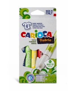 Carioca Fabric Pack de 6 Rotuladores para Tejidos - Punta Maxi Ø 6mm - Tinta Especial para Tejidos - Colores Indelebles Tras Apl