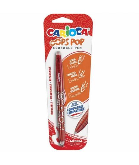 Carioca Oops Boligrafo Borrable - Tinta Termo Sensible - Empuñadura Texturizada - Punta de 0.7mm - Doble Goma - Recambios Compat