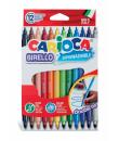 Carioca Birello Pack de 12 Rotuladores - Doble Punta Fina y Media - Tinta Superlavable No Toxica - Lavable de la Piel y Tejidos 