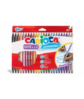 Carioca Birello Pack de 24 Rotuladores - Doble Punta Fina y Media - Tinta Superlavable No Toxica - Lavable de la Piel y Tejidos 