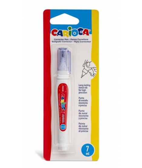 Carioca Corrector Pen Boligrafo Corrector - Punta de Metal Resistente y Precisa - Apto para Todo Tipo de Papel - Secado Rapido -