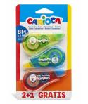 Pack Carioca Corrector de Cinta 2+1 - Cubriente - Se Puede Volver a Escribir Enseguida - Ideal para Cualquier Tipo de Papel - Co