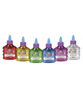 Carioca Glitter Glue Pack de 12 Botellas de 88ml - Tapa con Dispensador - Decoracion con Efecto Glitter - Aplicacion Directa - S