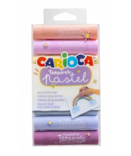 Carioca Temperello Pack de 8 Temperas Solidas - Colores Pastel - Lavables - Gran Cobertura - Faciles de Mezclar - sin Disolvente