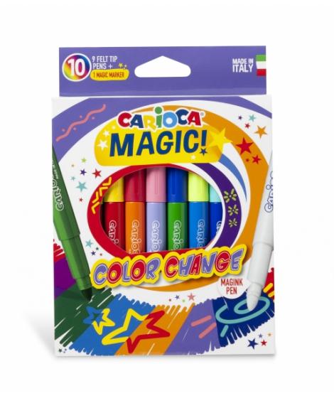 Carioca Color Change Pack de 10 Rotuladores - Tinta Magica Cambia de Color - Incluye Rotulador Magink para Dos Colores - Punta M