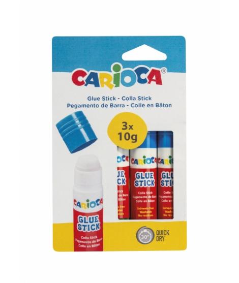 Carioca Pack de 3 Pegamentos de Barra - Ideal para Casa, Colegio y Oficina - Pega Papel, Fotos y Tejidos - sin Disolventes - Col