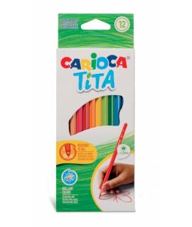 Carioca Tita Pack de 12 Lapices de Resina - Cuerpo Hexagonal - Escritura Blanda - Mina Segura y Super Resistente a las Caidas - 