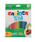 Carioca Tita Pack de 24 Lapices de Resina - Cuerpo Hexagonal - Colores Brillantes y Lavables - Escritura Blanda - Mina Ø 3mm Seg