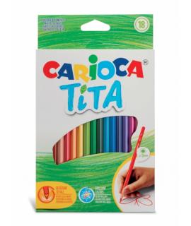 Carioca Tita Pack de 18 Lapices de Resina - Cuerpo Hexagonal - Colores Brillantes y Lavables - Escritura Blanda - Mina Segura y 