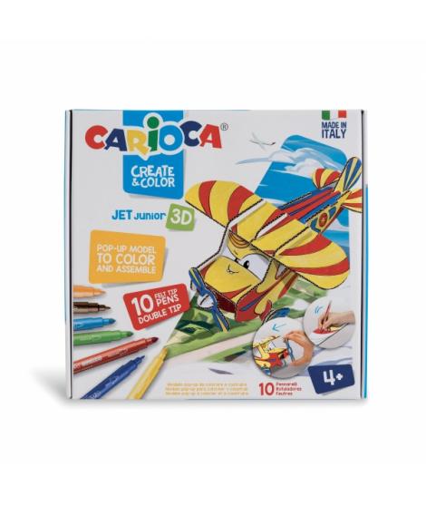 Carioca Pop-Up Modelos para Colorear y Construir - Aventura con Nuevos Compañeros de Viaje - 10 Rotuladores Superlavables Doble 