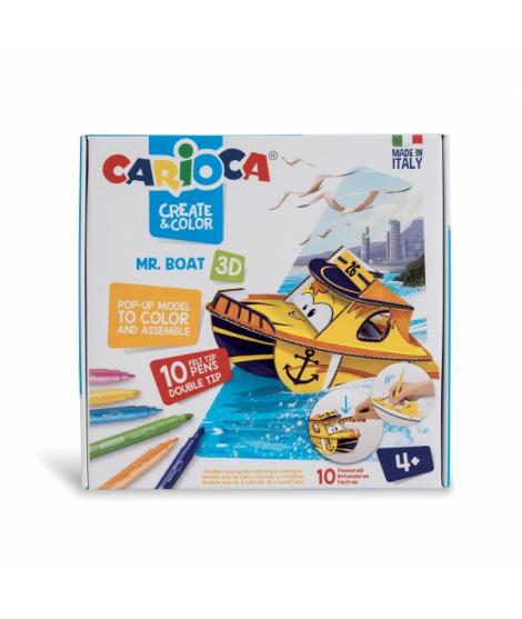 Carioca Pop-Up Pack de 10 Rotuladores Superlavables - Doble Punta - Fina y Media - para Colorear y Construir - Create & Color Tr