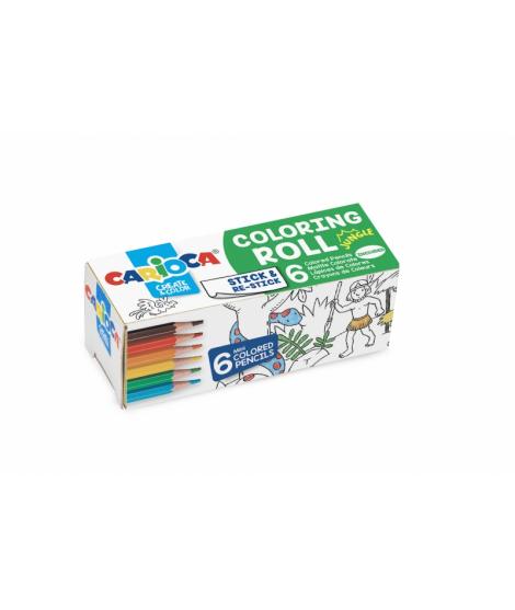 Carioca Mini Coloring Roll Jungle de Papel Adhesivo para Colorear - Aplicable en Superficies Verticales u Horizontales - Reutili