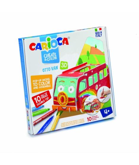 Carioca Pop-Up Pack de Modelos para Colorear y Construir - Aventura con Nuevos Compañeros de Viaje - 10 Rotuladores Superlavable