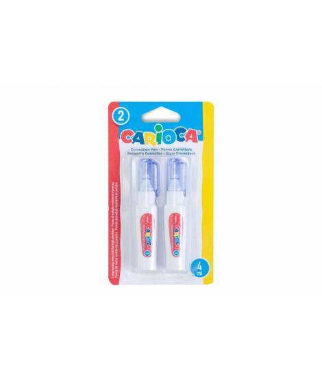 Carioca Pack de 2 Mini Boligrafos Correctores - Punta de Metal Resistente y Precisa - Apto para Todo Tipo de Papel - Secado Rapi