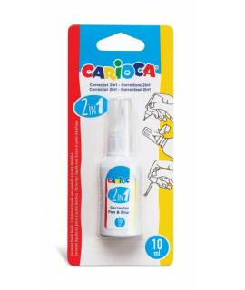 Carioca Pen & Brush Corrector 2 en 1 - Boligrafo y Pincel - Pincel de Nylon Suave y Preciso - Punta Metalica de Precision - Seca