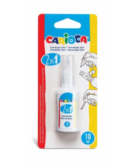 Carioca Pen & Brush Corrector 2En1 - Boligrafo y Pincel - Pincel de Nylon Suave y Preciso - Punta Metalica de Precision - Secado