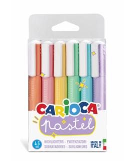 Carioca Pack de 6 Subrayadores Pastel - Tinta a Base de Agua - Punta Biselada - Tinta Lavable - Color Varios