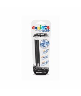 Carioca Oops Pack de 3 Recambios para Boligrafo Borrable - Tinta Termo Sensible - Punta de 0.7mm - Compatibles con Boligrafo Oop