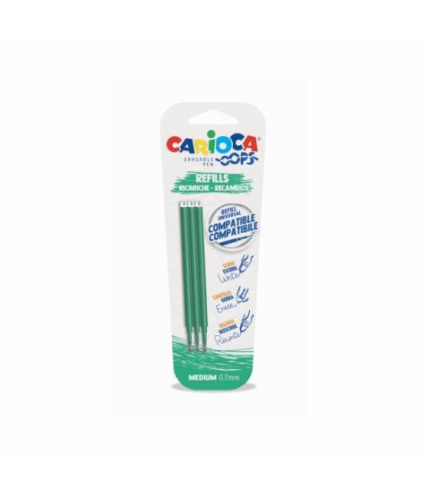 Carioca Oops Pack de 3 Recambios para Boligrafo Borrable - Tinta Termo Sensible - Punta de 0.7mm - Compatibles con Boligrafo Oop