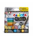 Carioca Metallic Maxi Pack de 6 Rotuladores - Punta Maxi Ø 6mm - Ideales para Superficies Oscuras - Colores Permanentes en Super