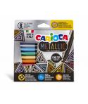 Carioca Metallic Fine Pack de 8 Rotuladores Metalicos - Punta Fina - Ideales para Superficies Oscuras - Colores Permanentes en S