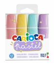 Carioca Memolight Pack de 4 Subrayadores Pastel - Tinta a Base de Agua y Lavable - Punta Biselada - Color Varios