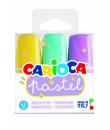 Carioca Minilight Pack de 3 Subrayadores Pastel - Tinta a Base de Agua y Lavable - Punta Biselada - Color Varios