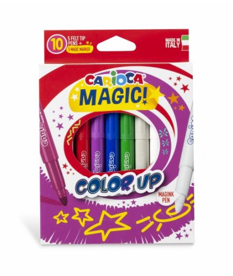 Carioca Color Up Pack de 10 Rotuladores Magicos - Tinta Magica Cambia de Color - Punta Maxi Bloqueada y con Tapa Ventilada - Col