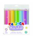 Carioca Pack de 24 Lapices de Madera - Colores Pastel - Cuerpo Hexagonal - Colores Brillantes y Lavables - Escritura Blanda - Mi