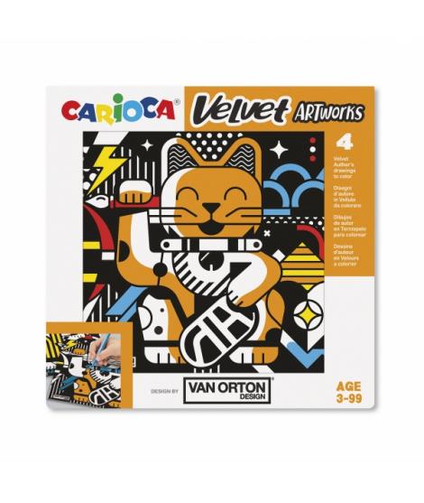 Pack Carioca Velvet Van Orton Art Pack de 4 Ilustraciones de Terciopelo para Colorear - Suave Textura - Desarrolla Destreza y Cr