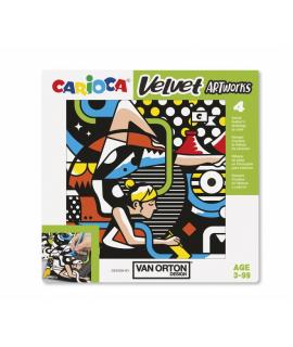 Pack Carioca Velvet Van Orton Street Pack de 4 Ilustraciones de Terciopelo para Colorear - Suave Textura - Desarrolla Destreza y