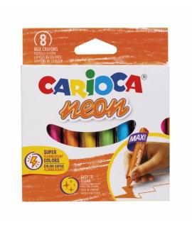 Carioca Ceras Neon Pack de 8 Ceras - Cuerpo Maxi Triangular - Colores Cubrientes - Faciles de Limpiar - Color Varios