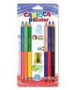 Carioca Jumbo Pack de 6 Lapices Bicolor Hexagonales Lacados - Maxi Mina de Ø 5mm - Alta Resistencia a la Rotura - Sacapuntas Inc