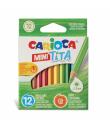 Carioca Tita Pack de 12 Mini Lapices de Resina - Cuerpo Hexagonal - Colores Brillantes y Lavables - Escritura Blanda - Mina Ø 3m