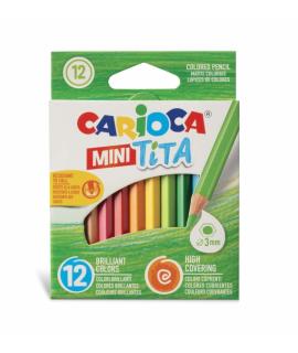 Carioca Tita Pack de 12 Mini Lapices de Resina - Cuerpo Hexagonal - Colores Brillantes y Lavables - Escritura Blanda - Mina Ø 3m