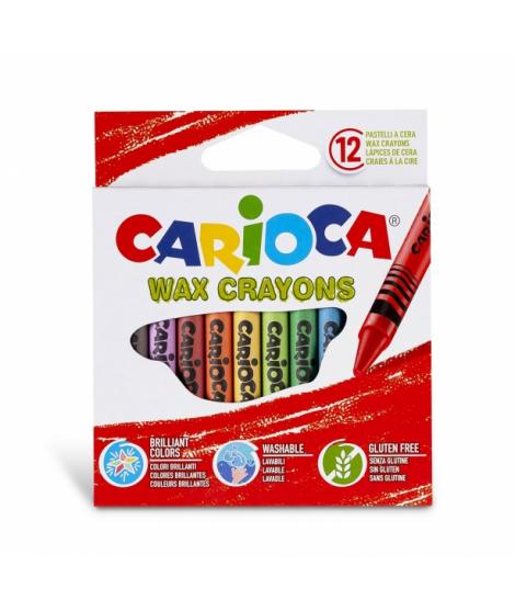 Carioca Pack de 12 Ceras Pastel - Colores Brillantes - Lavables - Cuerpo de Ø 8mm - Color Varios