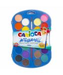 Carioca Acuarela Pack de 24 Colores en Pastilla - Brillantes - Facilmente Mezclables - Ø 30mm - Color Varios