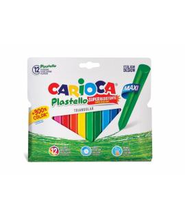 Carioca Maxi Pack de 12 Plasticeras Triangulares - Extra Limpias - Duran 3 Veces mas - Colores Brillantes - Faciles de Afilar - 